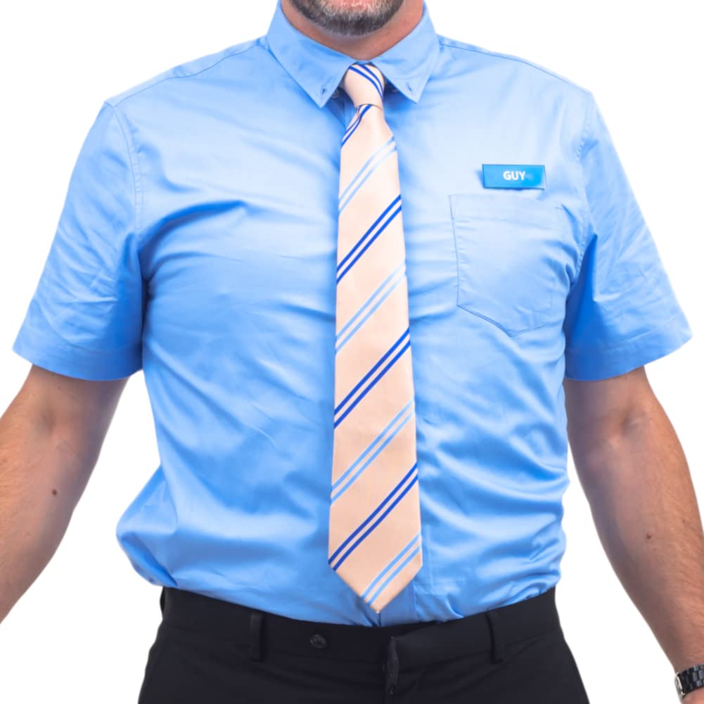 Free Guy Button Up Shirt Tie Name Tag - TVStoreOnline