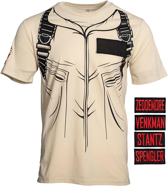 Ghostbusters Costume T-Shirt with Four Interchangeable Name Patches - TVStoreOnline
