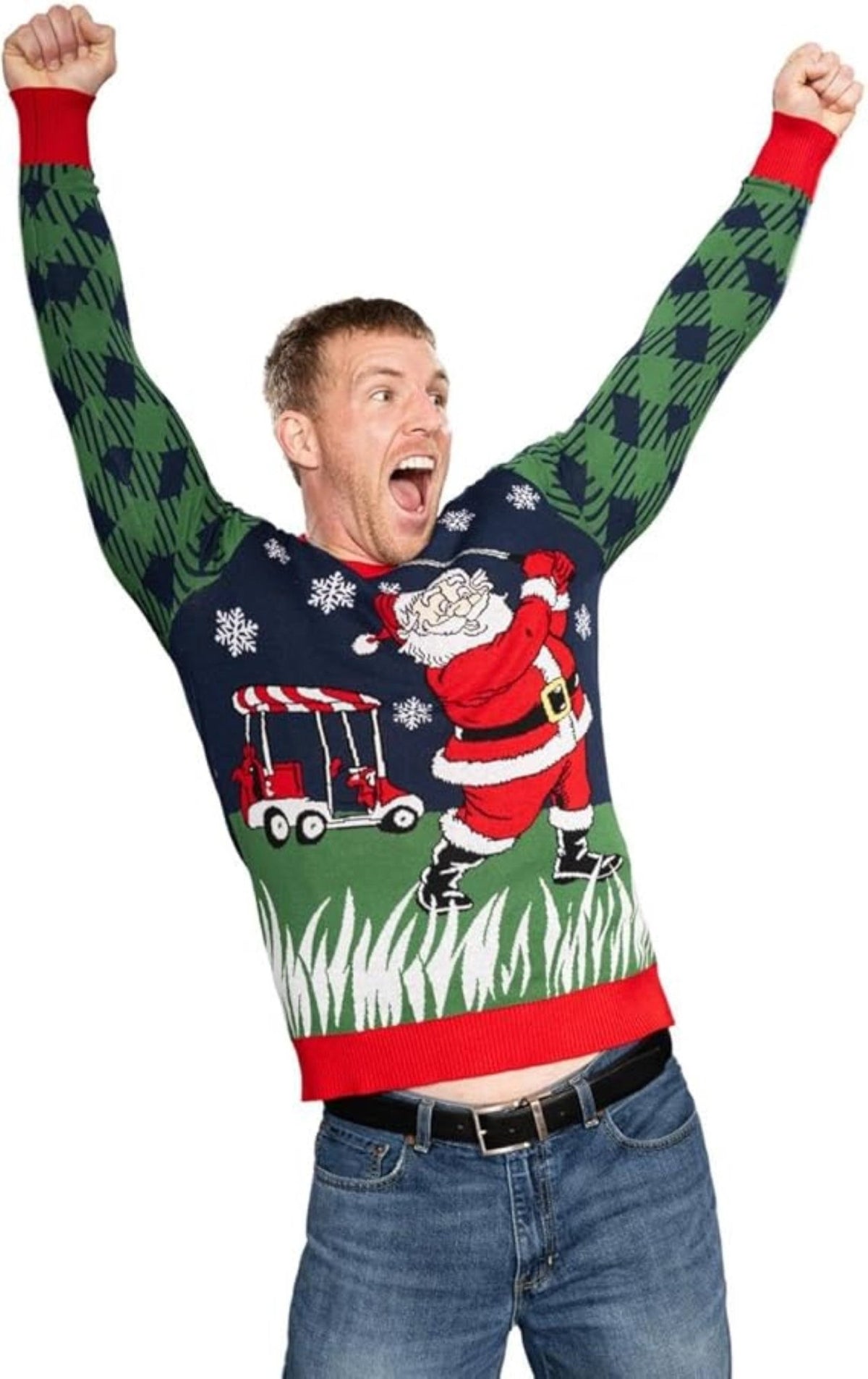 Golfing Santa Claus Adult Unisex Ugly Christmas Sweater - TVStoreOnline