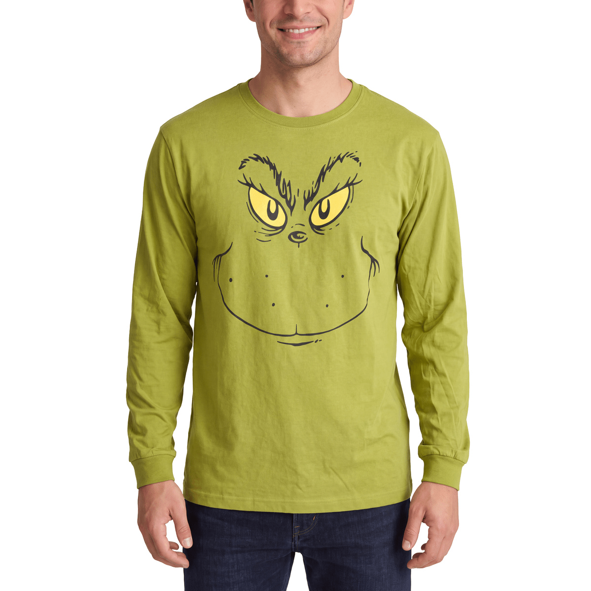 Grinch Big Face Adult Unisex Long Sleeve Shirt - TVStoreOnline