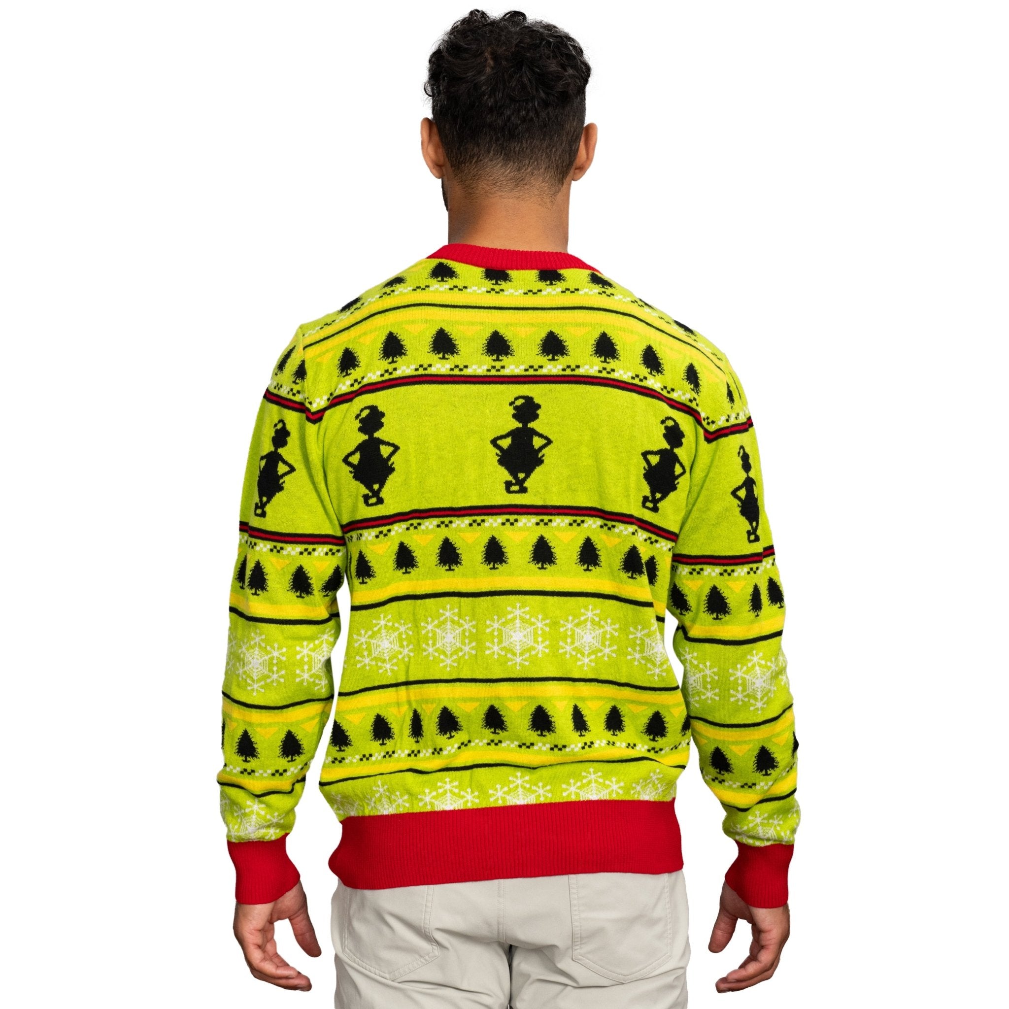 Grinch Head Santa Hat Wreath Sweater - TVStoreOnline