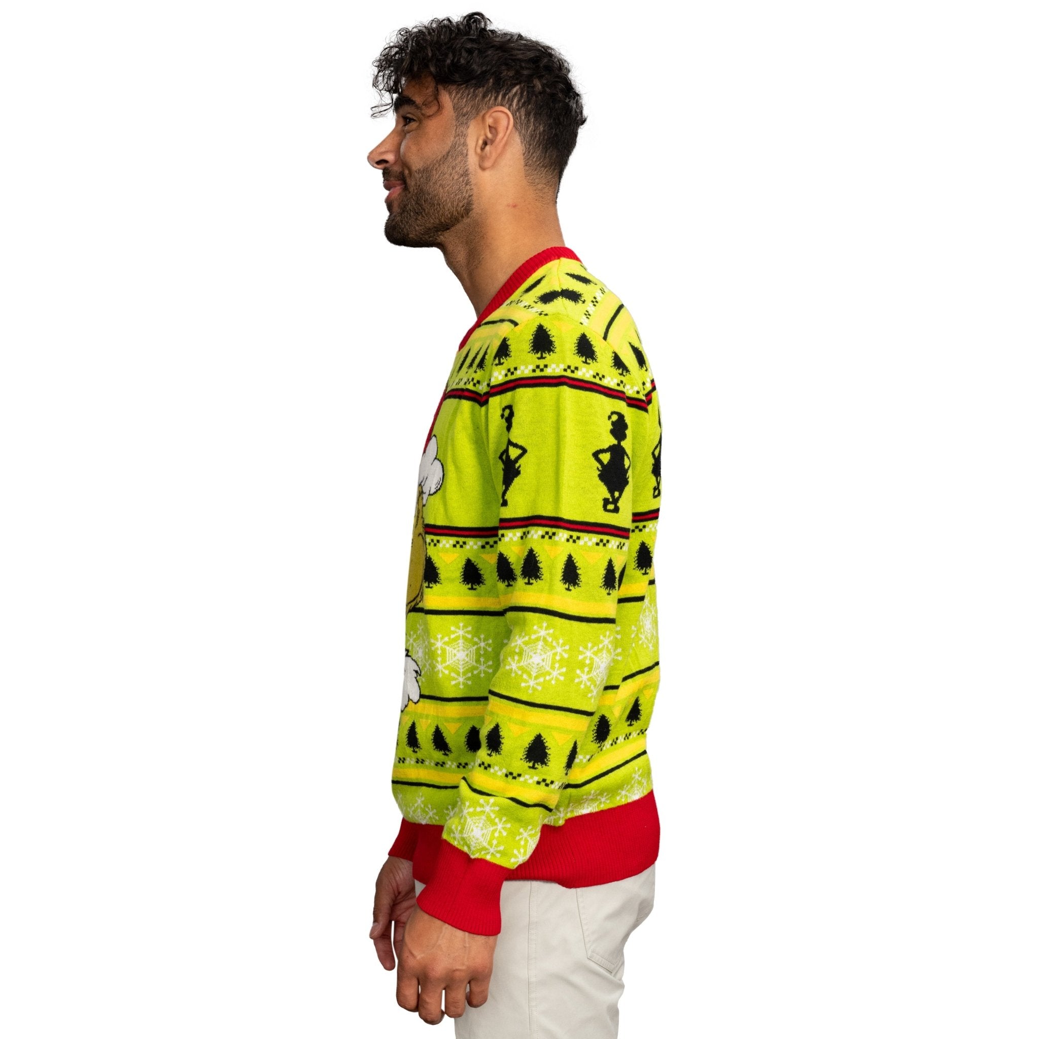 Grinch Head Santa Hat Wreath Sweater - TVStoreOnline