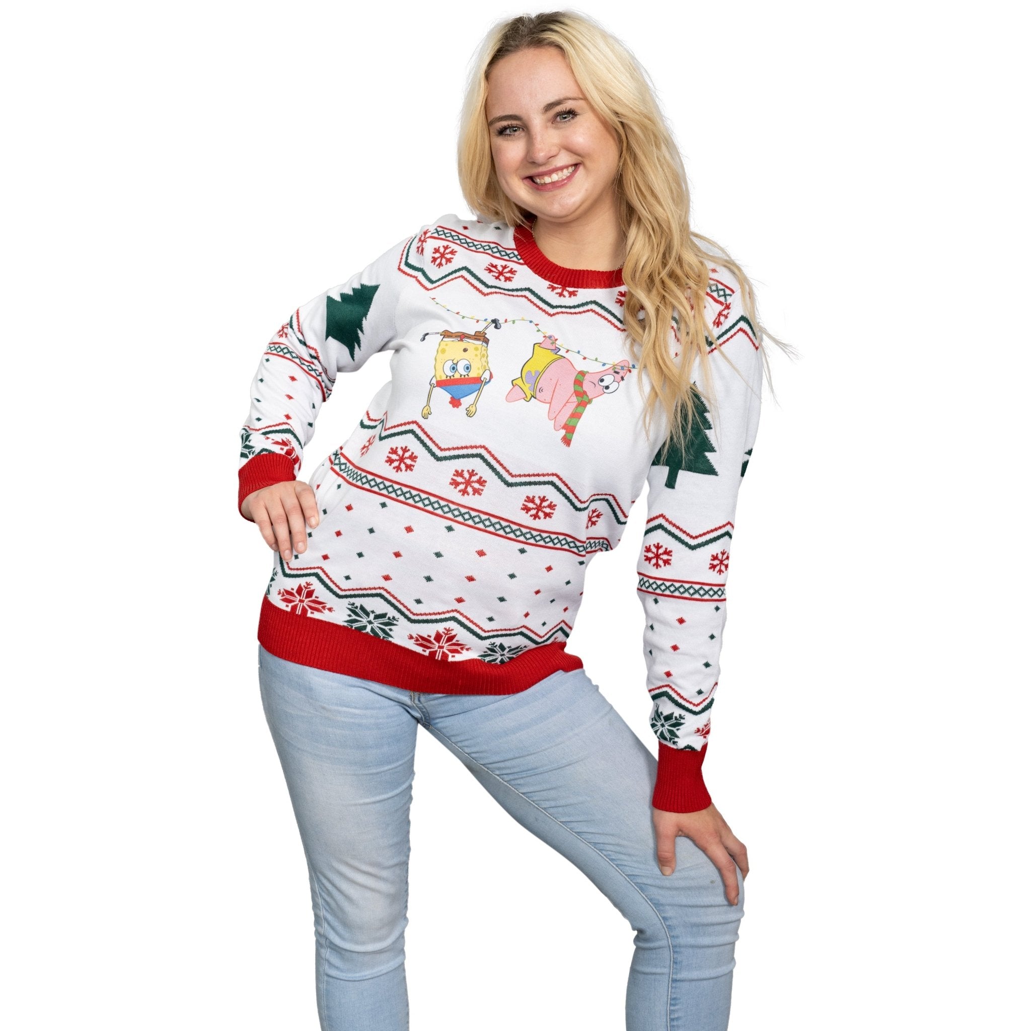 Hanging Lights SpongeBob and Patrick Christmas Sweater - TVStoreOnline