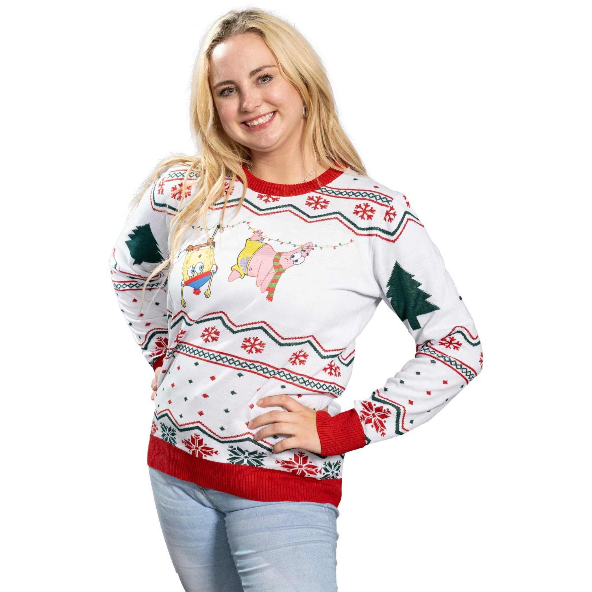 Hanging Lights SpongeBob and Patrick Christmas Sweater - TVStoreOnline