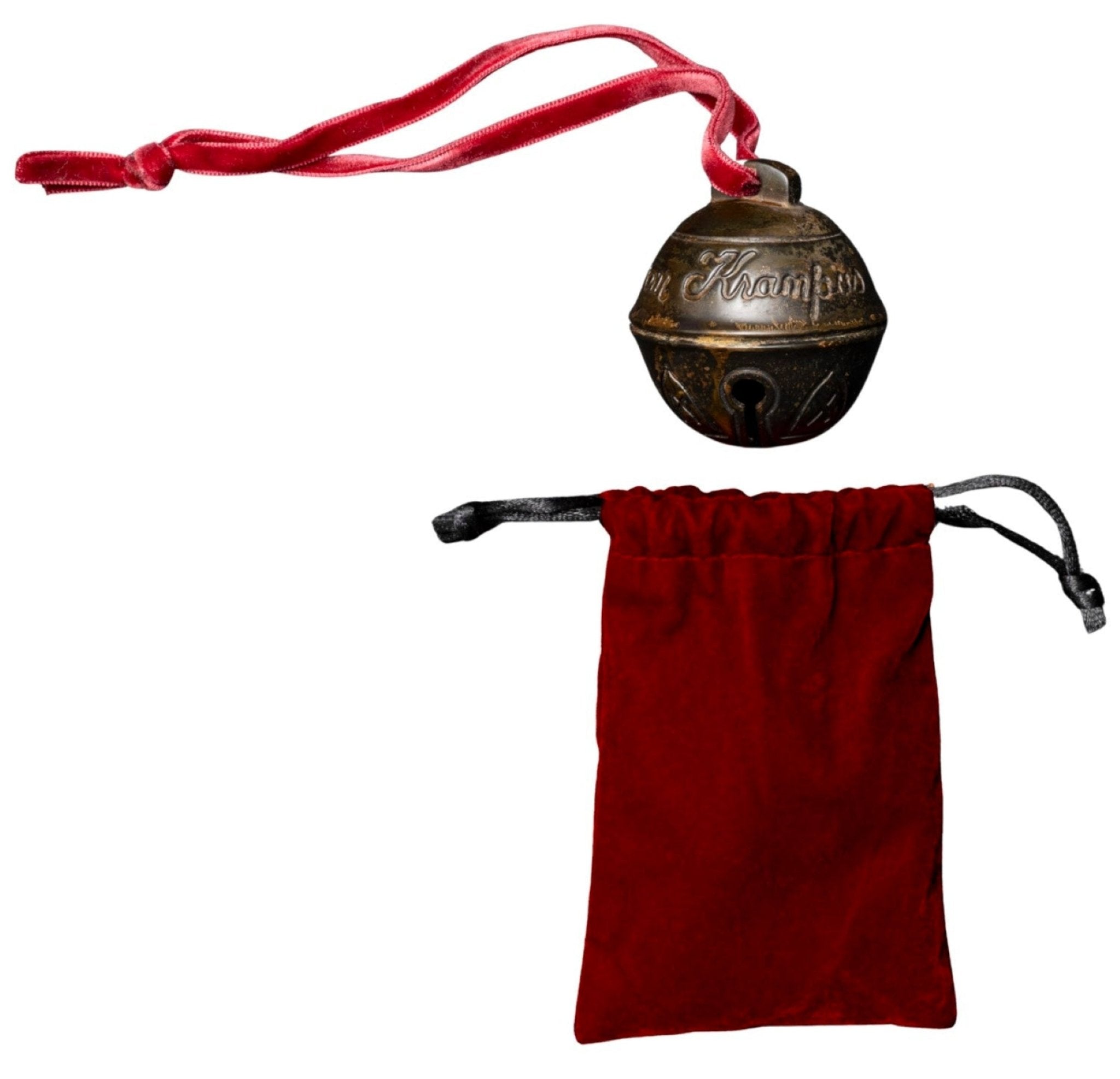 Krampus Bell Cursed Jingle Bell Metal Replica Xmas Ornament w/ Red Bag - TVStoreOnline