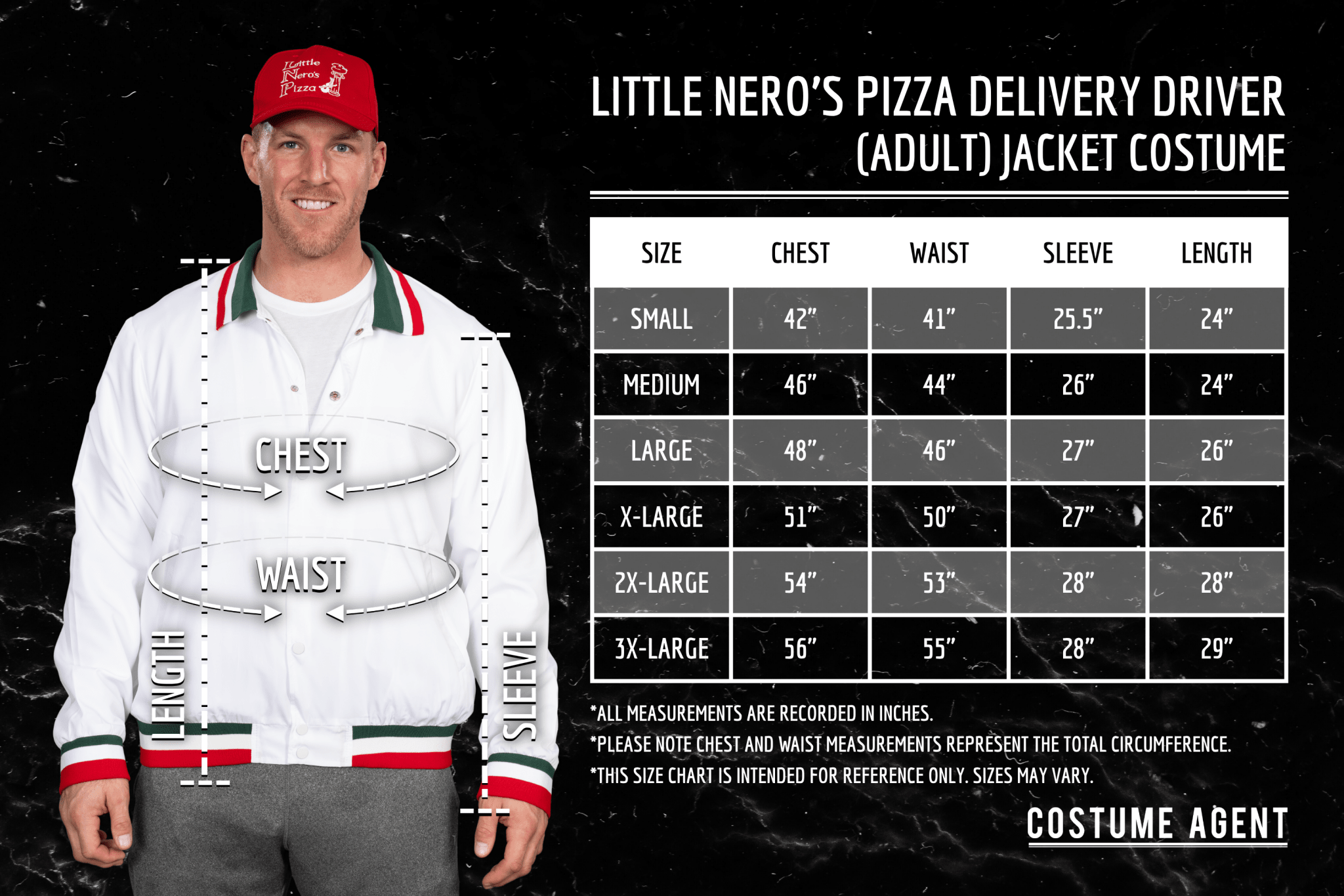 Little Nero’s Pizza Delivery Driver Christmas Movie White Jacket and Red Hat Complete Cosplay Halloween Costume Set - TVStoreOnline