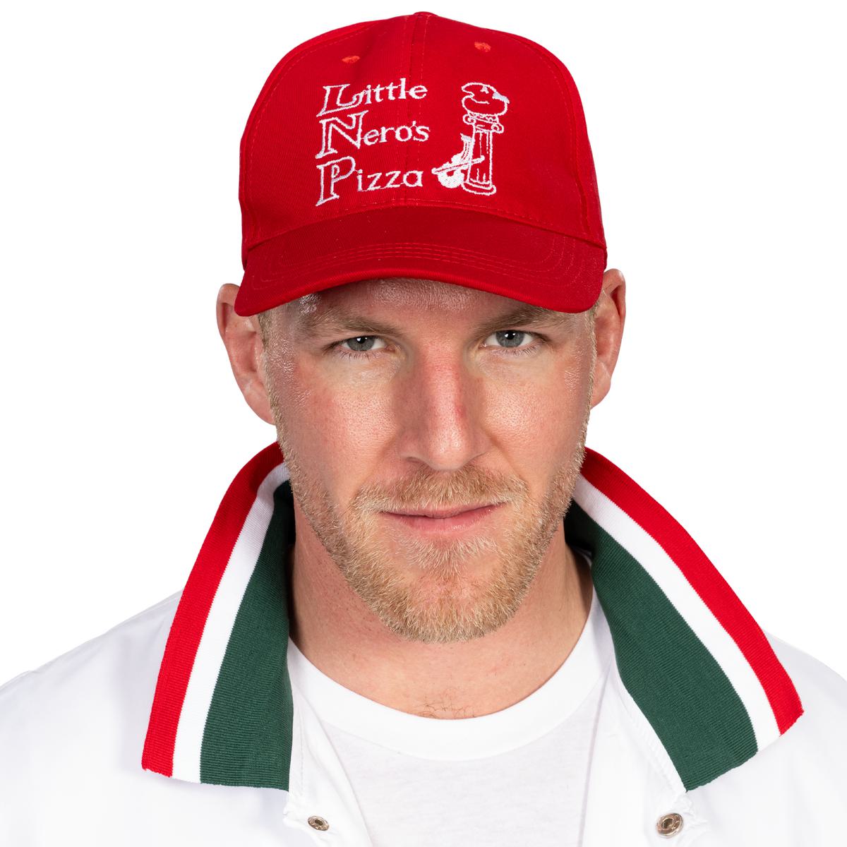 Little Nero’s Pizza Delivery Driver Christmas Movie White Jacket and Red Hat Complete Cosplay Halloween Costume Set - TVStoreOnline