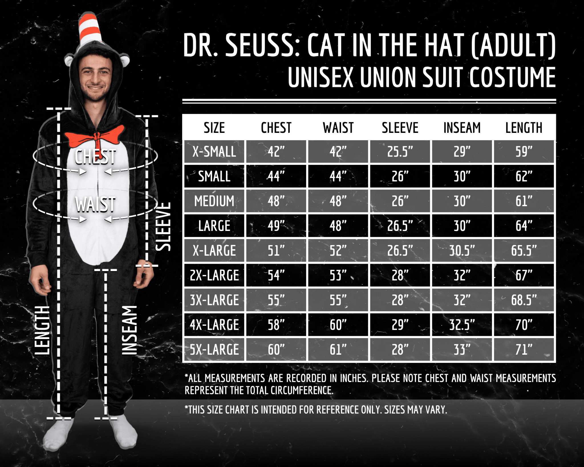 Officially Licensed Dr. Seuss Cat in Hat Adult Unisex Halloween Cosplay Costume Jumpsuit - TVStoreOnline