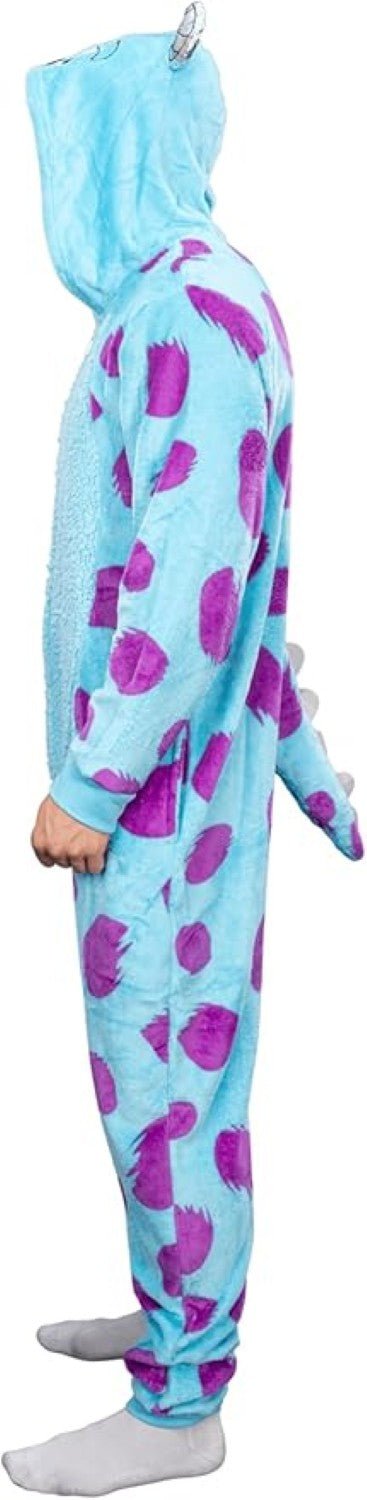 Officially Licensed Monsters Inc Sulley Adult Unisex Halloween Cosplay Costume Fleece Zip Up Jumpsuit - TVStoreOnline