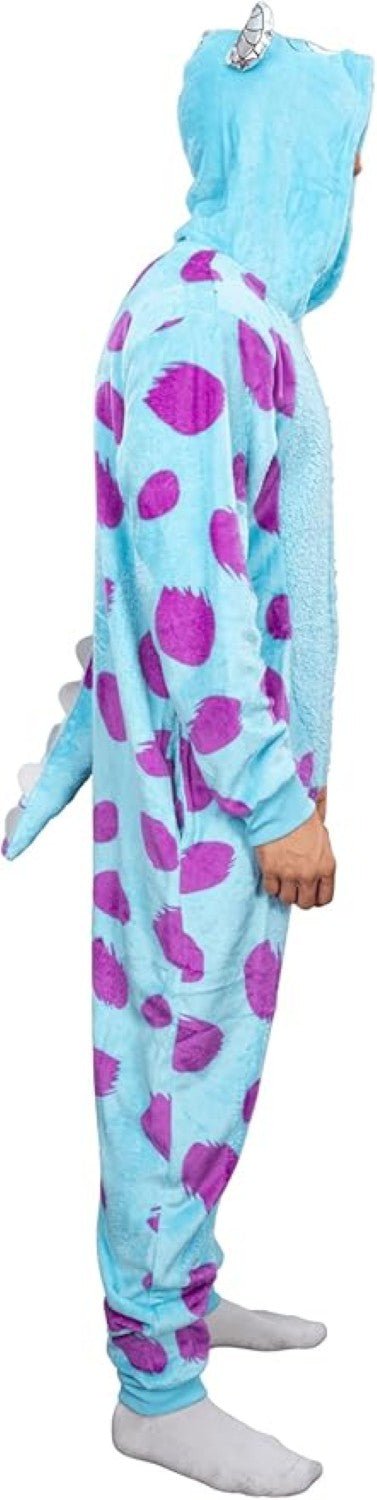 Officially Licensed Monsters Inc Sulley Adult Unisex Halloween Cosplay Costume Fleece Zip Up Jumpsuit - TVStoreOnline