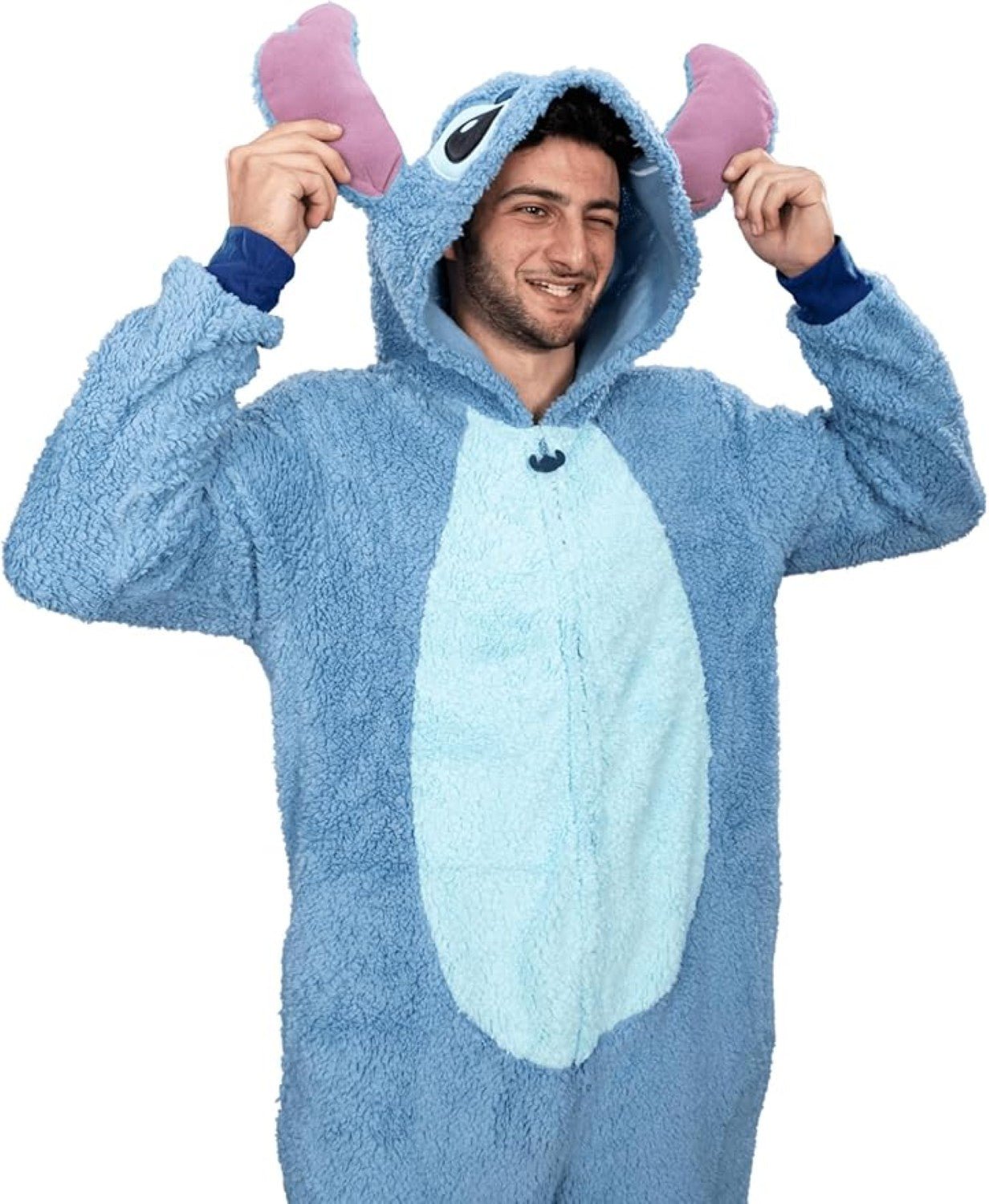Officially Licensed Stitch Adult Unisex Halloween Cosplay Costume Fleece Jumpsuit - TVStoreOnline