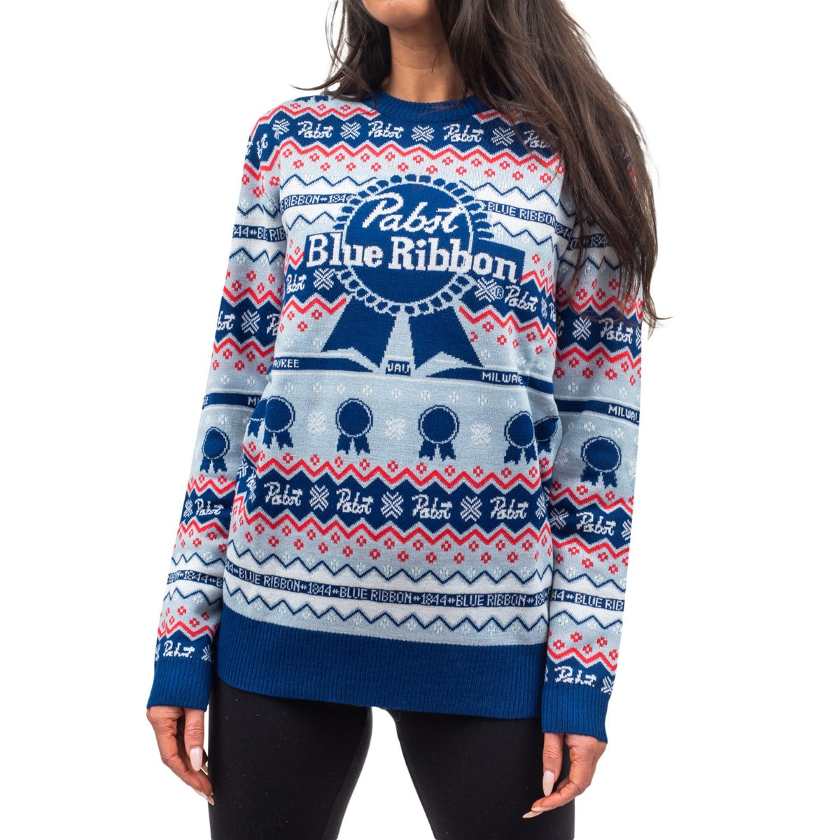Pabst Fair Isle Beer Holiday Ugly Christmas Sweater - TVStoreOnline