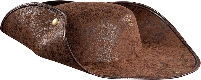 Pirate Hat Faux Leather Tricorn Colonial Renaissance Halloween Costume Cosplay Accessory - TVStoreOnline