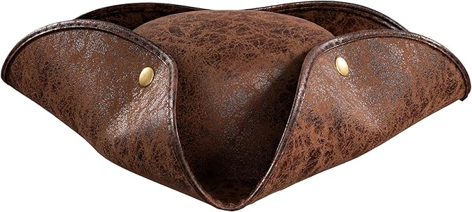 Pirate Hat Faux Leather Tricorn Colonial Renaissance Halloween Costume Cosplay Accessory - TVStoreOnline