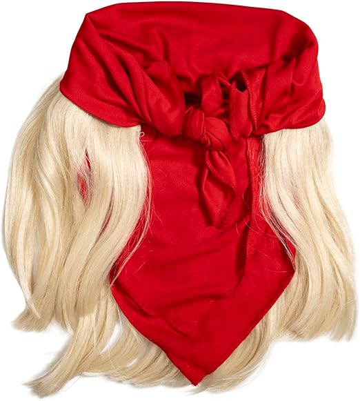 Red 1980s Mania Unisex Halloween Cosplay Costume Accessory Kit (Bandana w/ Wig\Moustache) - TVStoreOnline