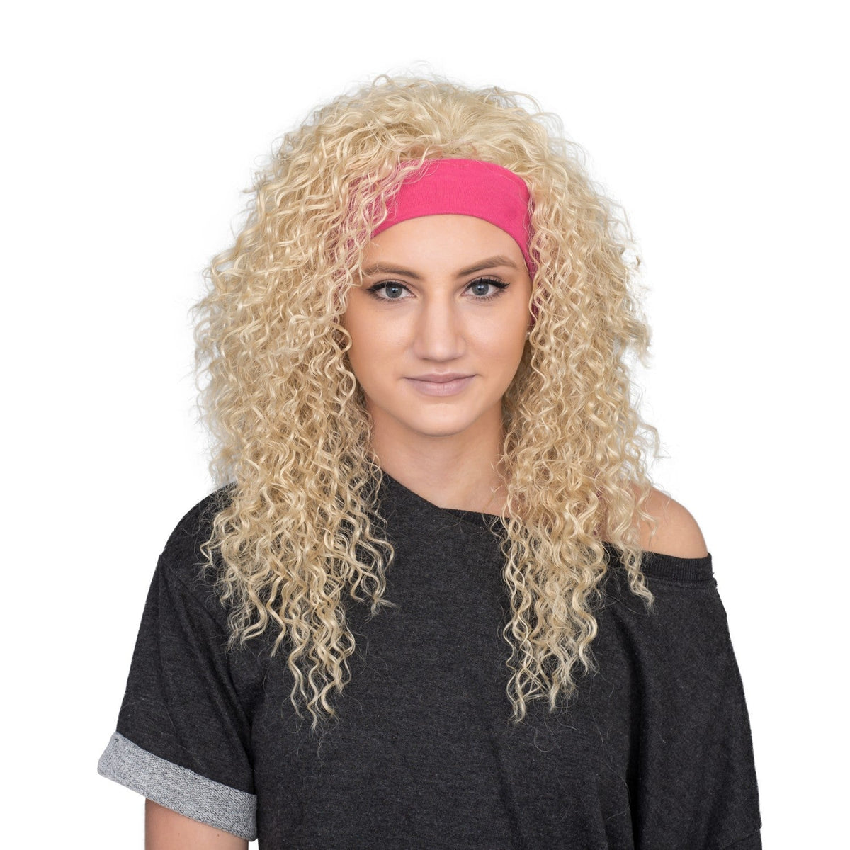 Retro 80s Aerobics Instructor Deluxe Halloween Cosplay Costume Wig and Headband Set - TVStoreOnline