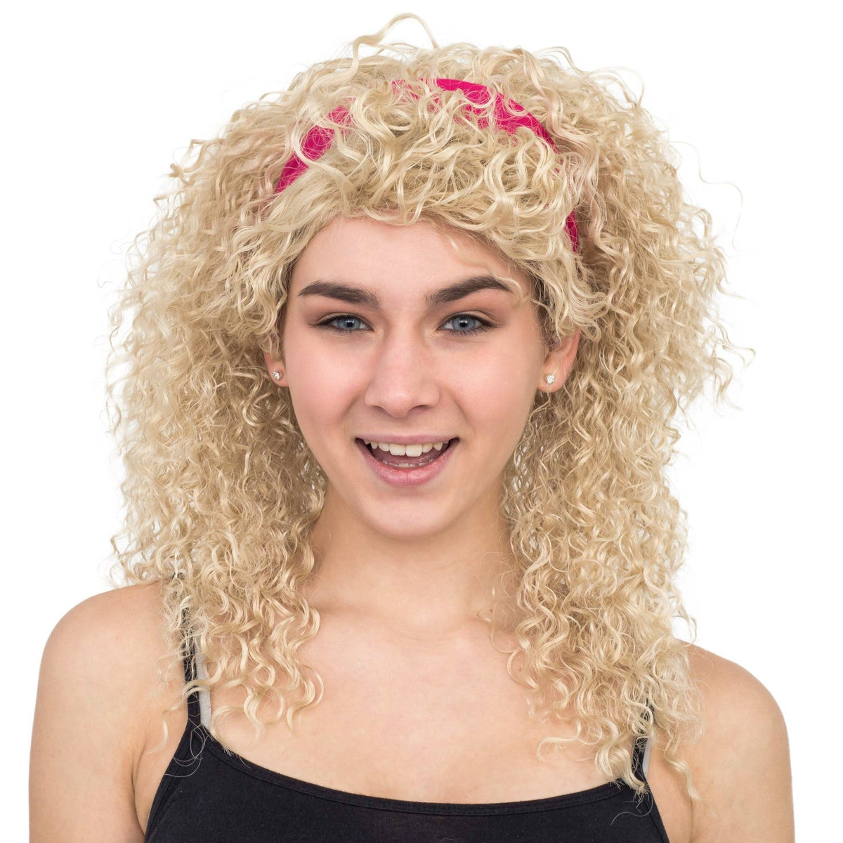 Retro 80s Aerobics Instructor Deluxe Halloween Cosplay Costume Wig and Headband Set - TVStoreOnline