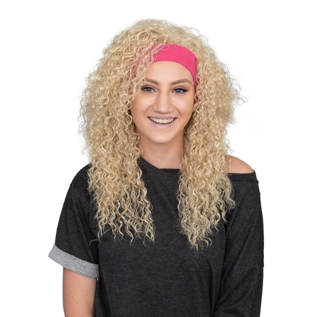 Retro 80s Aerobics Instructor Deluxe Halloween Cosplay Costume Wig and Headband Set - TVStoreOnline