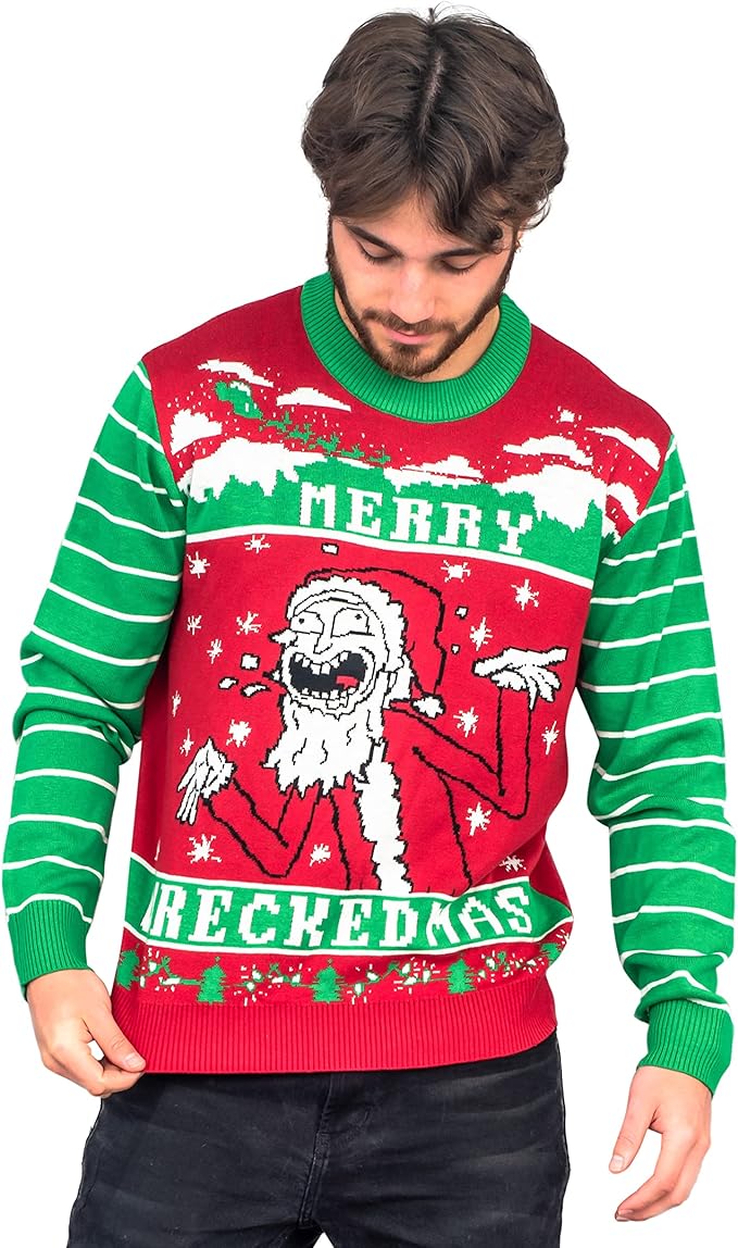 Ripple Junction Rick and Morty Merry Wreckedmas Ugly Christmas Sweater - TVStoreOnline