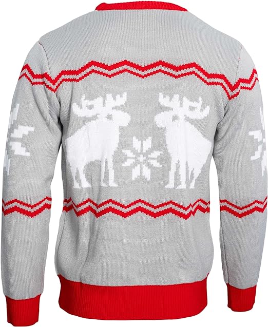 Santa Claus Snowflakes and Moose Scott Sweater - TVStoreOnline