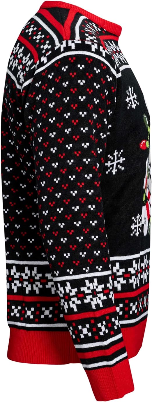 Skull Santa Claus Bones Lights/Snowflakes Ugly Christmas Sweater - TVStoreOnline