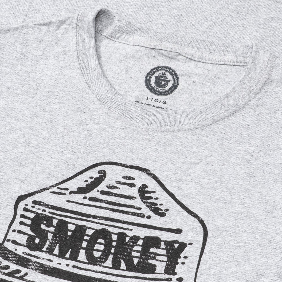 Smokey the Bear Adult Unisex Tonal Gray T-Shirt - TVStoreOnline