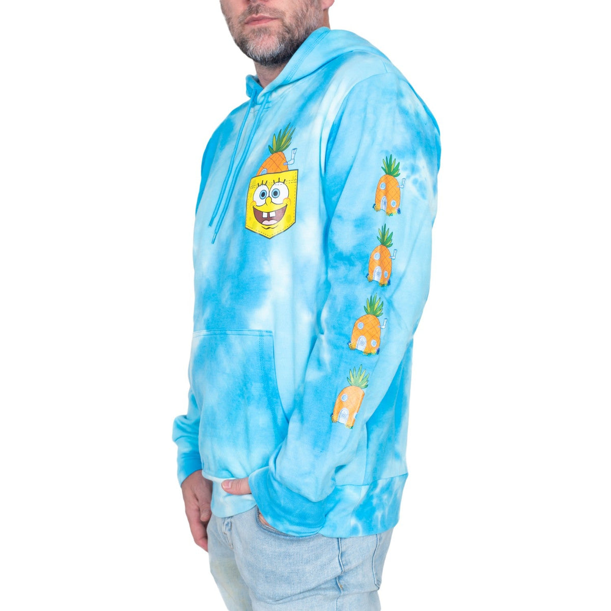 SpongeBob Pineapple House Blue Tie Dye Sweatshirt Pull Over Hoodie - TVStoreOnline
