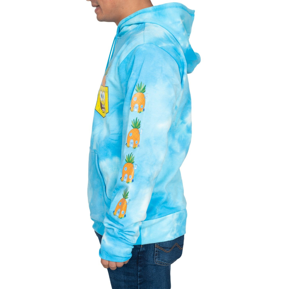 SpongeBob Pineapple House Blue Tie Dye Sweatshirt Pull Over Hoodie - TVStoreOnline