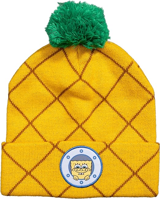 Spongebob Squarepants Pineapple Pom Cuffed Beanie Hat - TVStoreOnline