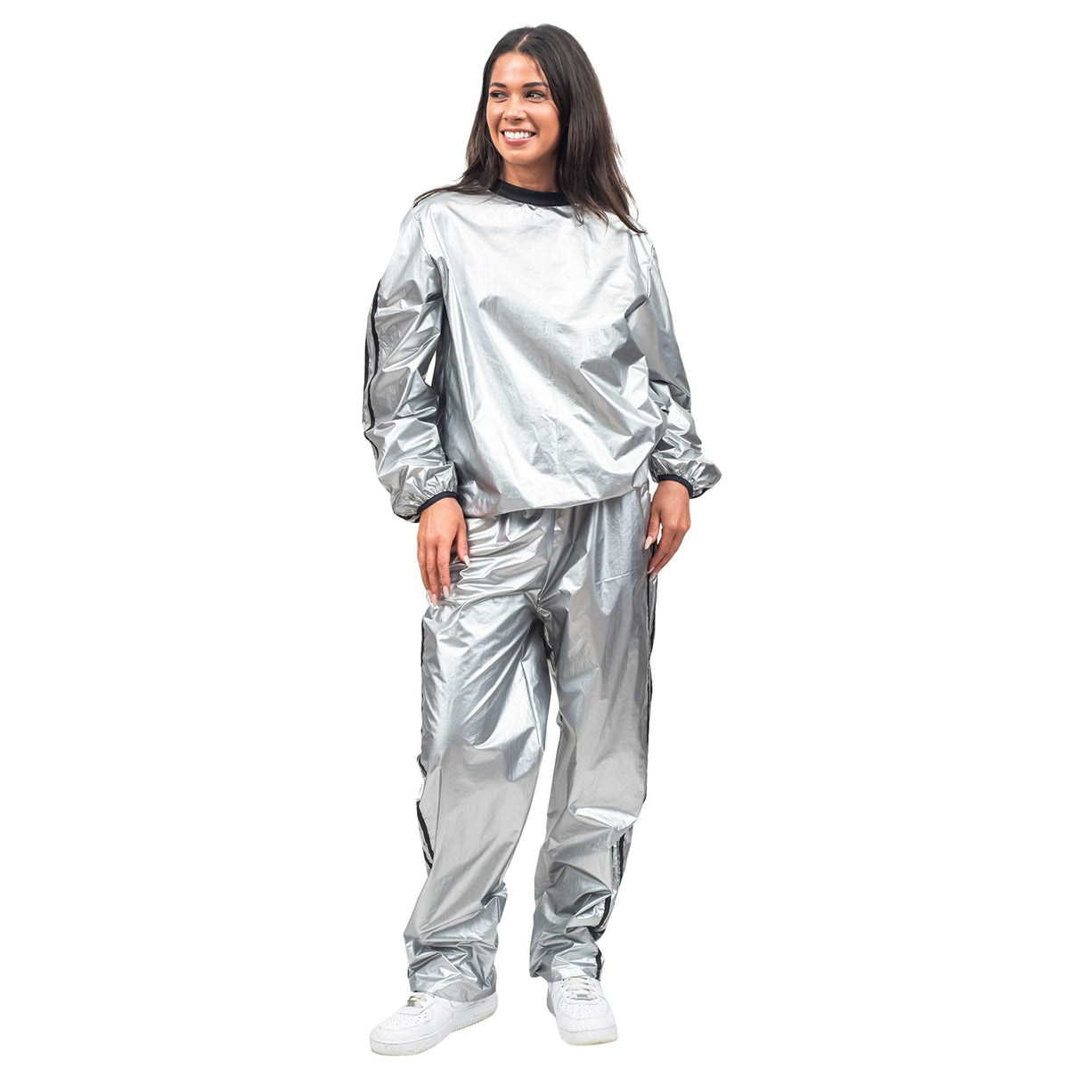 Todd and Margo Shiny Silver 2 Piece Workout Top and Pants Halloween Costume Set - TVStoreOnline