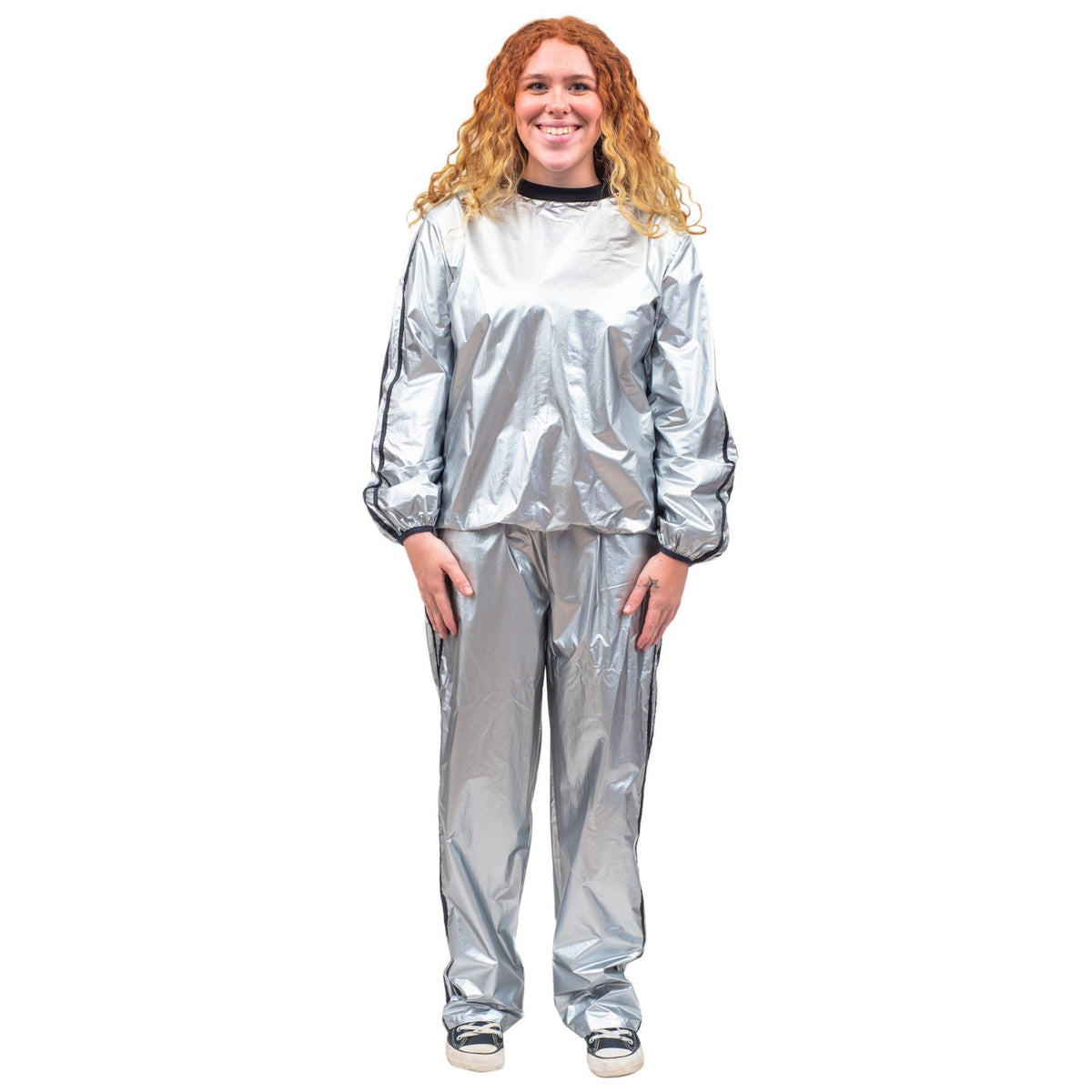 Todd and Margo Shiny Silver 2 Piece Workout Top and Pants Halloween Costume Set - TVStoreOnline