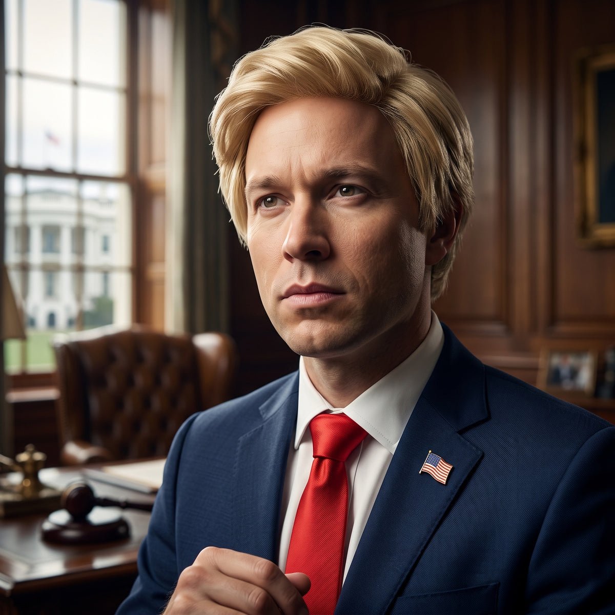 Trump Wig, Tie, USA Pin Halloween Cosplay Costume Accessory Set - TVStoreOnline