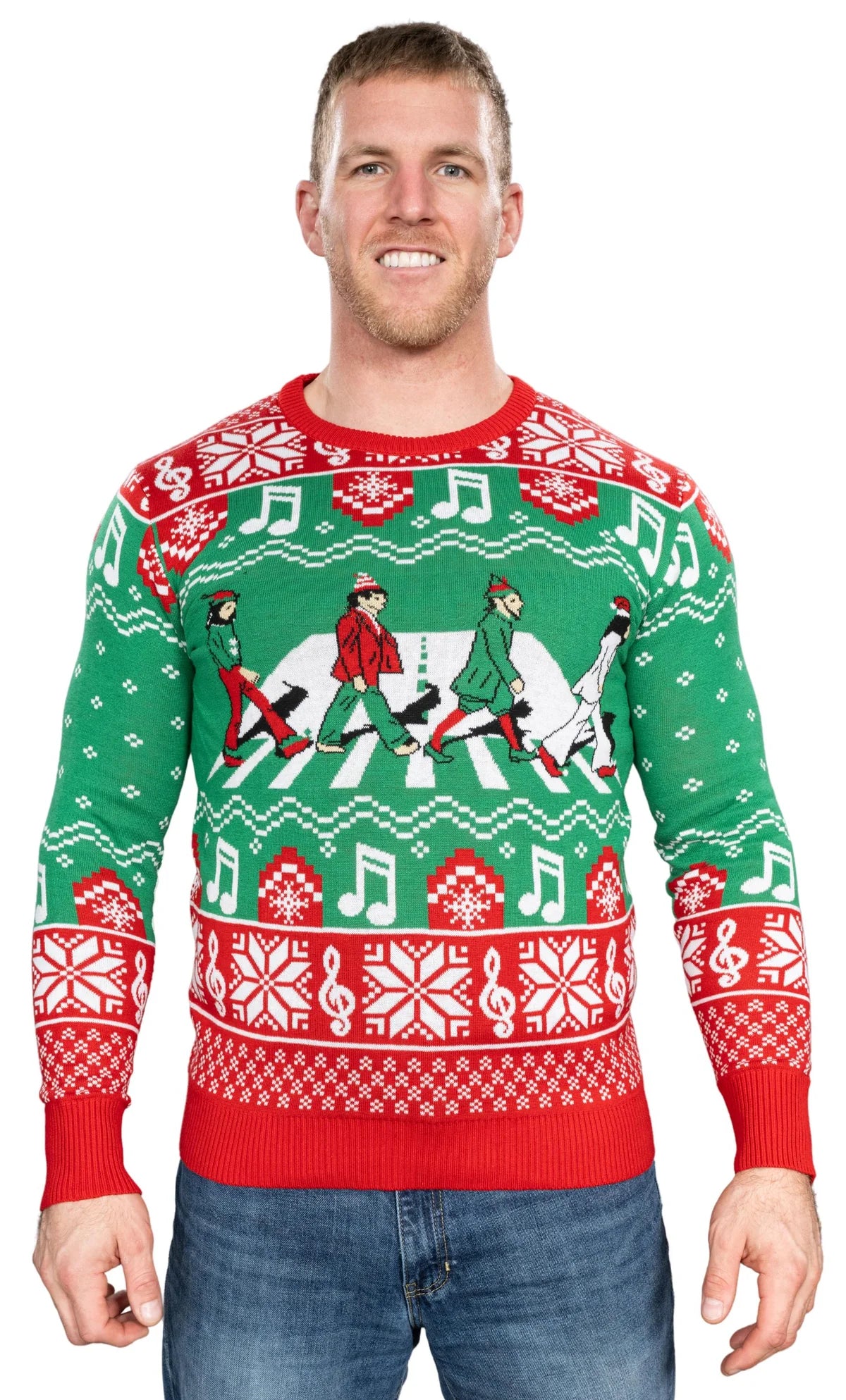 Abbey Elf Road Cross Walk Elves Adult Unisex Ugly Christmas Sweater