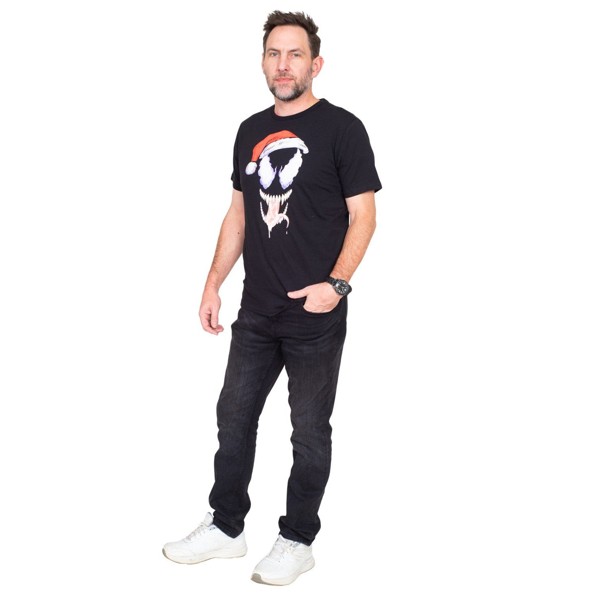 Venom Santa Hat Adult Unisex Short Sleeve Black T-Shirt - TVStoreOnline