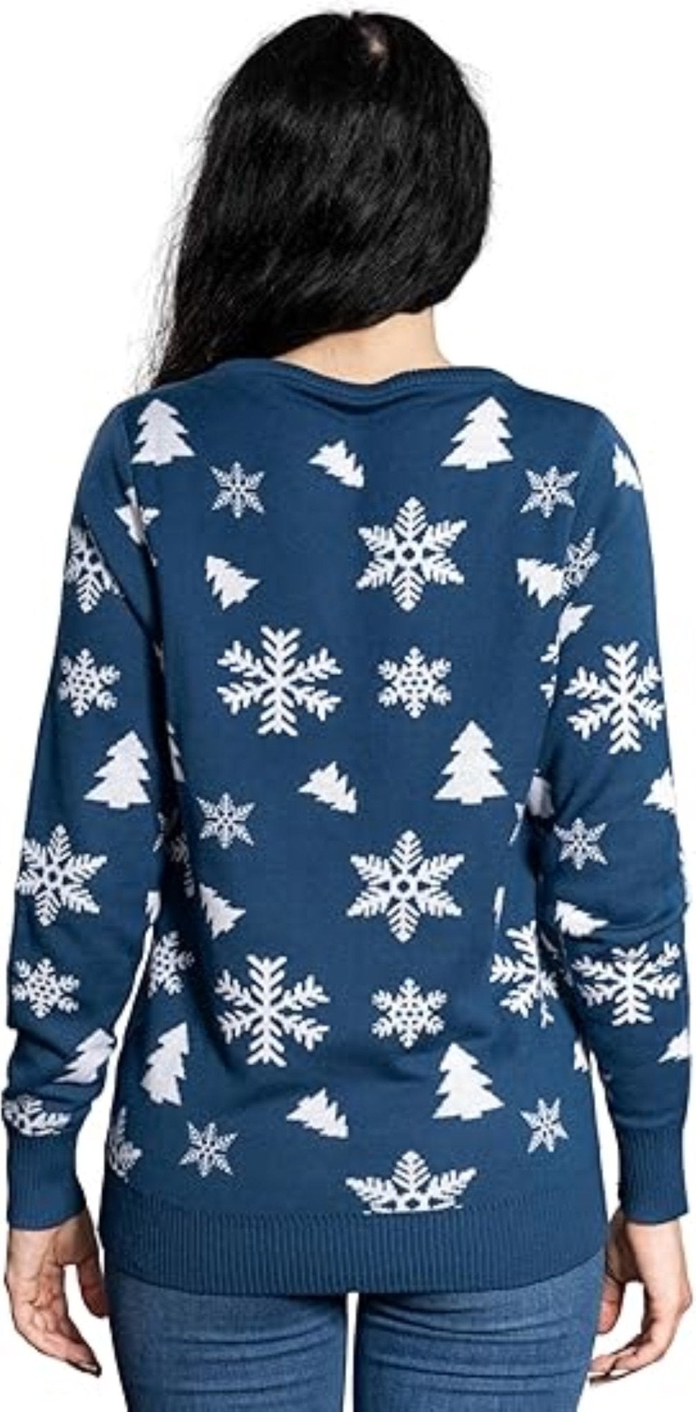 Women’s Flashy Sequin Funny Snowman Ugly Christmas Sweater - TVStoreOnline