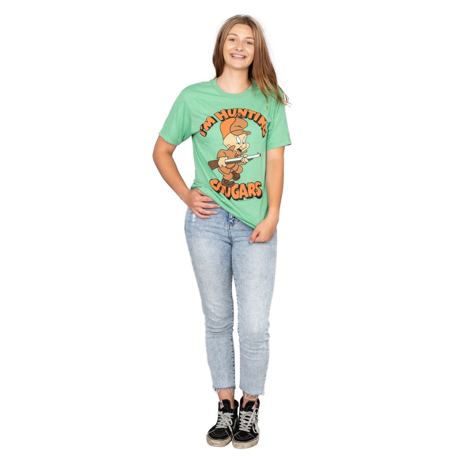 Women's Looney Tunes Elmer Fudd I'm Hunting Cougars T-Shirt - TVStoreOnline