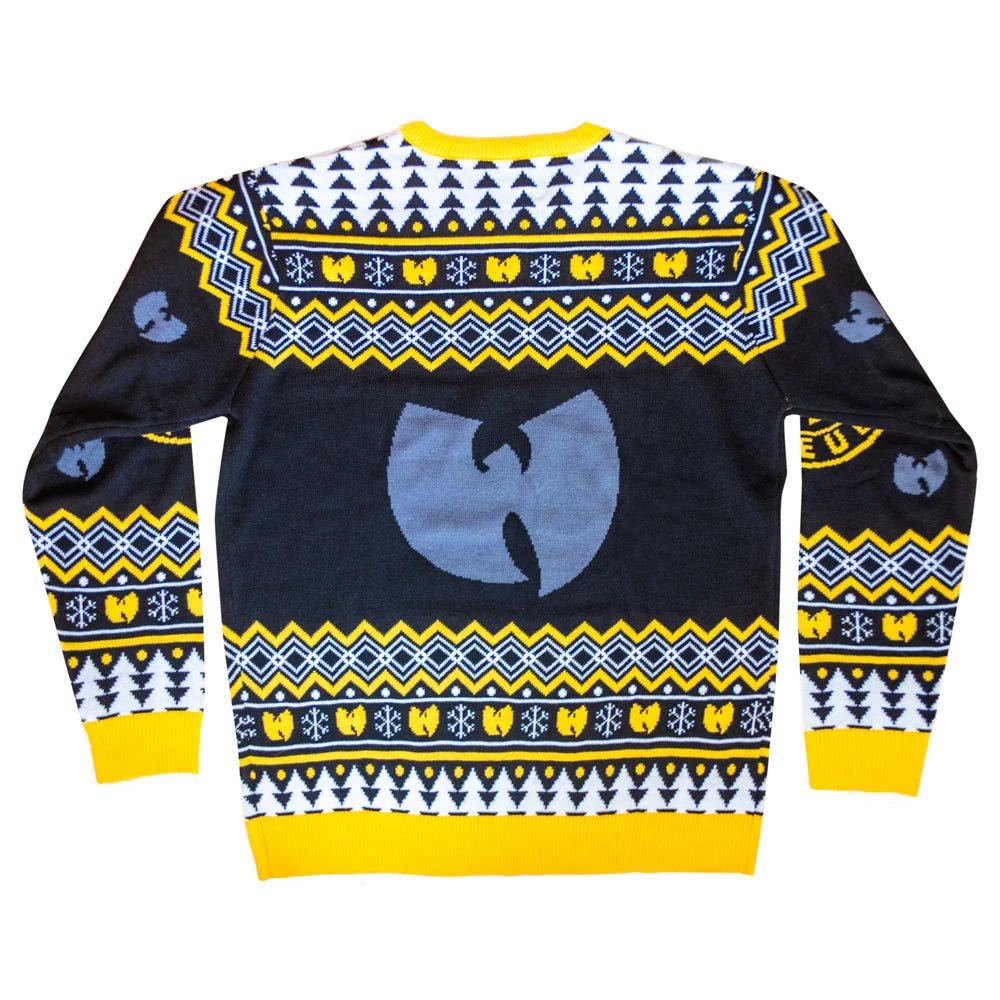 Wu Tang Clan Logo Snowflakes Yellow Black White Ugly Christmas Sweater - TVStoreOnline
