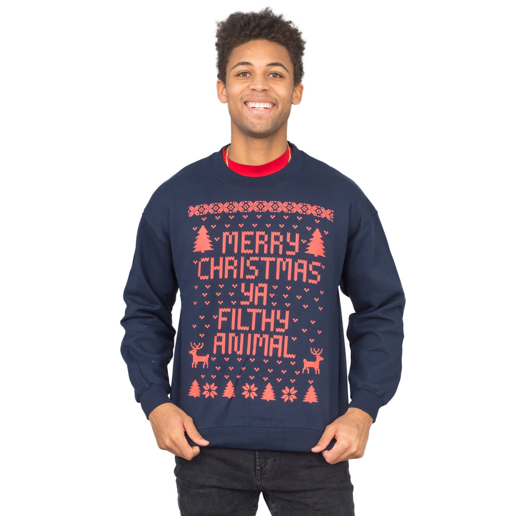 Home Alone Merry Christmas Ya Filthy Animal Navy Sweater image pic