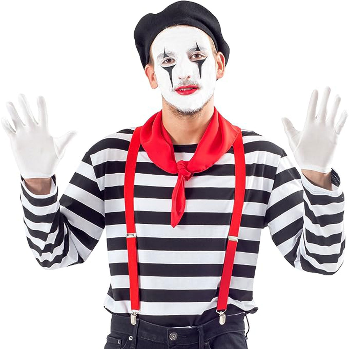 Men's Mime Costume Set with Makeup Kit