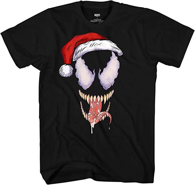 Venom Santa Hat Adult Unisex Short Sleeve Black T-Shirt