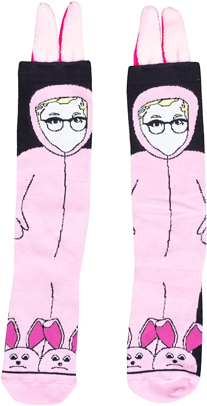 A Christmas Story Movie Ralphie Pink Bunny Socks 3D Ears Holiday Gift - TVStoreOnline