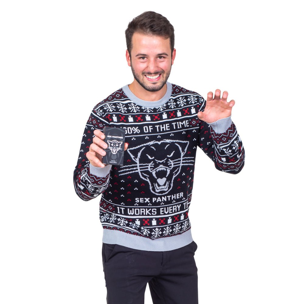 Anchorman Movie Panther Black Ugly Christmas Sweater - TVStoreOnline