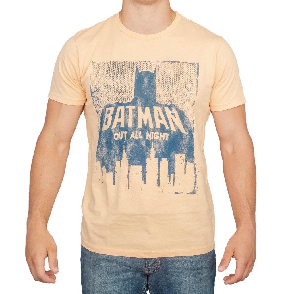 Batman Out All Night Beach Peach Adult Tee-tvso