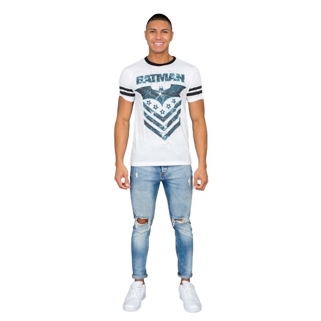 Batman The Dark Knight Arrow Logo White Mens T-Shirt-tvso