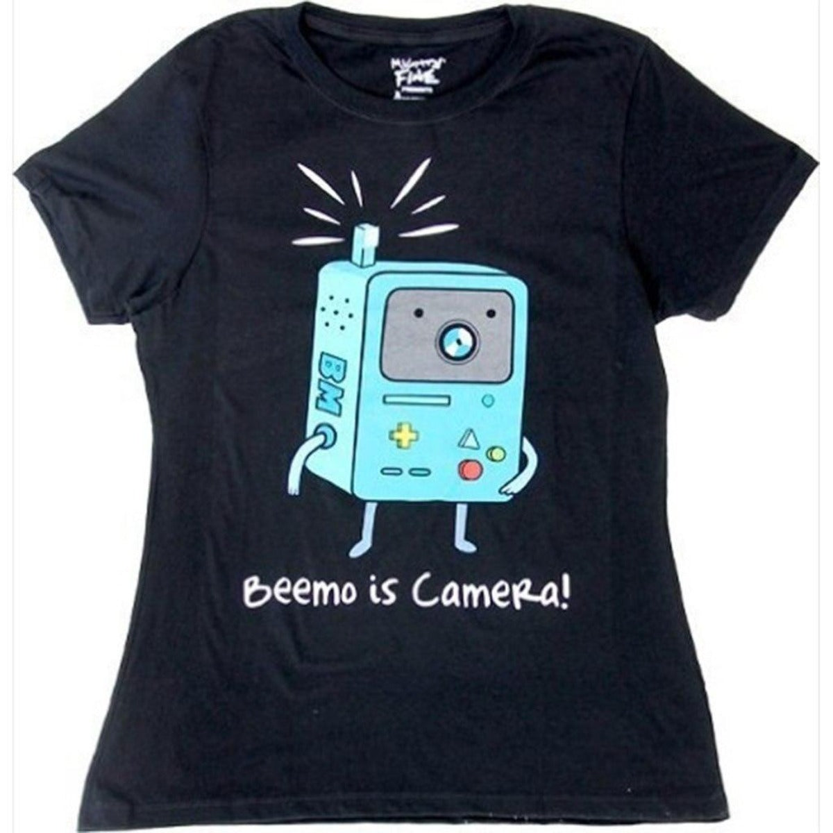 Adventure Time Beemo Is Camera Juniors Black T-shirt