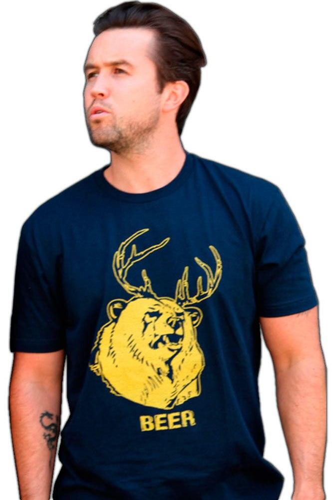 Beer Bear+Deer Mac Navy Adult T-shirt-tvso