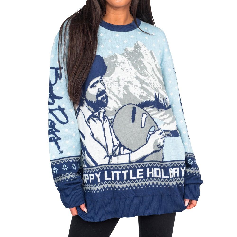 Bob Ross Happy Little Holidays Sweater - TVStoreOnline
