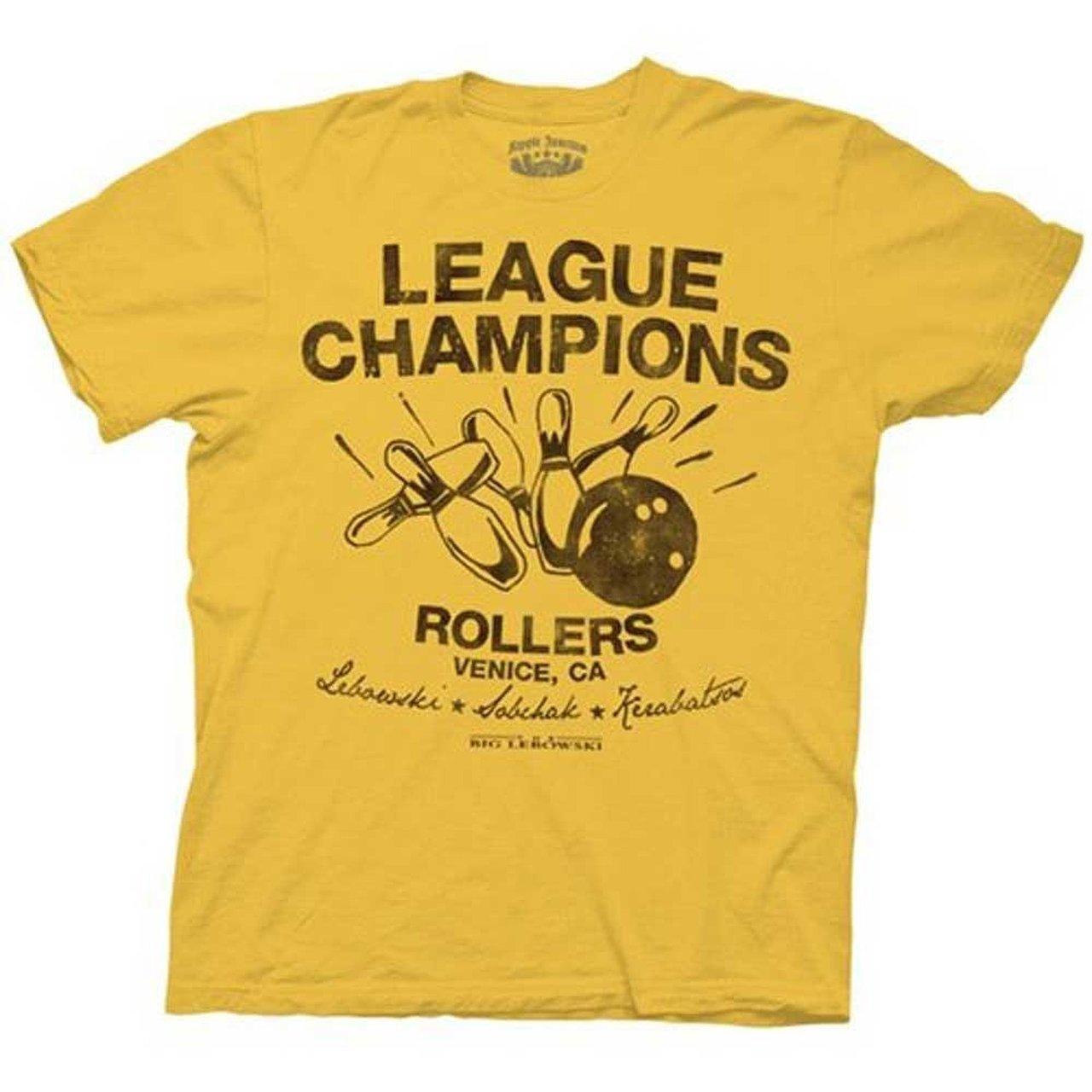 The Big Lebowski Bowling League Champions Rollers Gold Adult T-shirt - The Big Lebowski