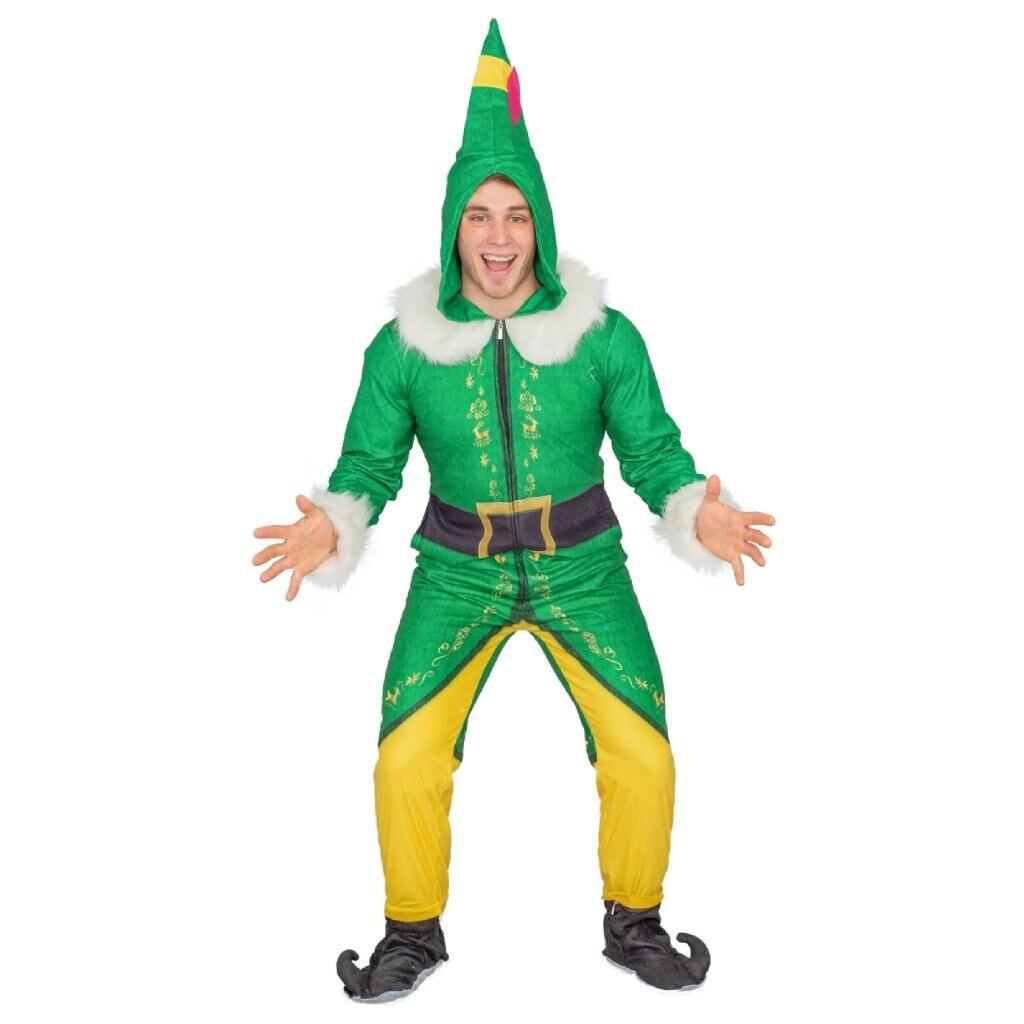 Buddy The Elf Costume Pajama Adult Union Suit-tvso