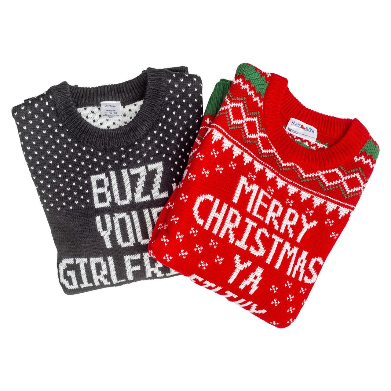 Buzz Your Girlfriend Woof Ugly Christmas Sweater-tvso